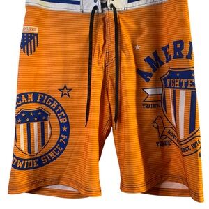 American Fighter Orange and Blue Graphic Shorts